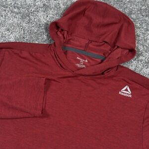 Reebok Hoodie XL Womens Red Performance Long Sleeve Logo Sweatshirt Lightweight